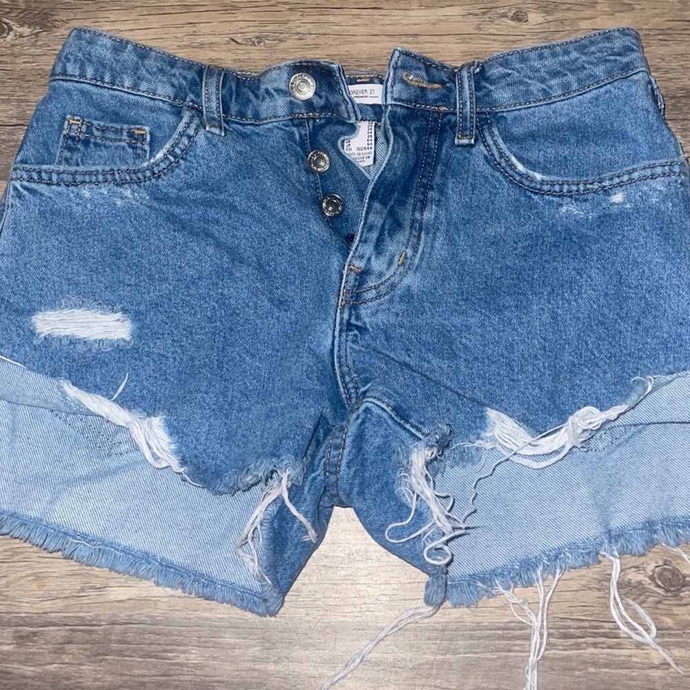 Denim jean high waisted cheeky shorts forever 21